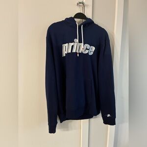Prince Navy Blue Pullover Hoodie with White Logo